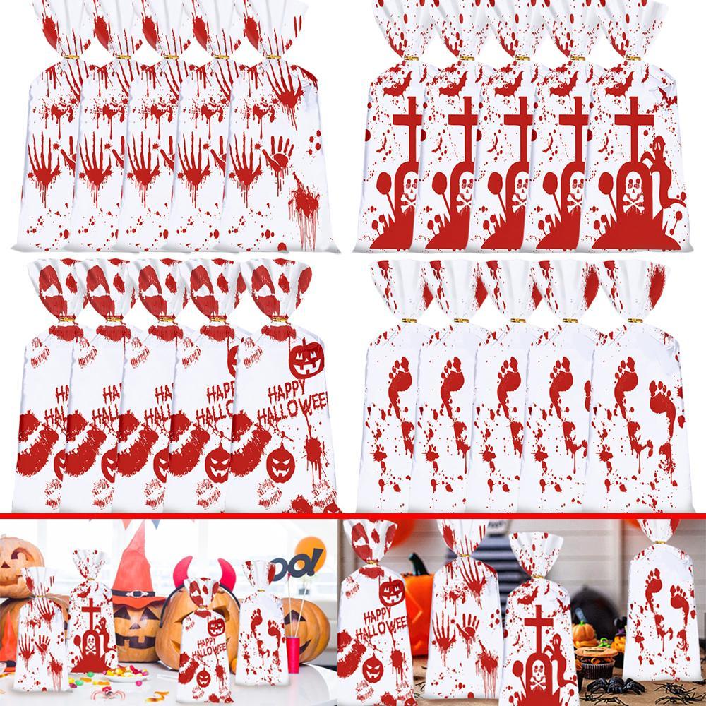 Red And White Halloween Drawstring Bag