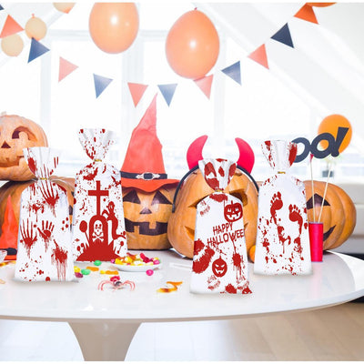 Red And White Halloween Drawstring Bag