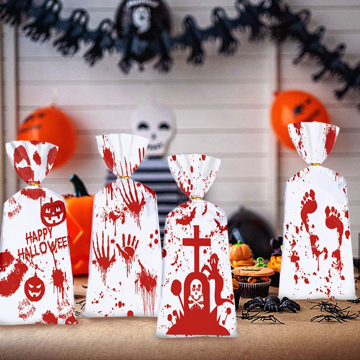 Red And White Halloween Drawstring Bag