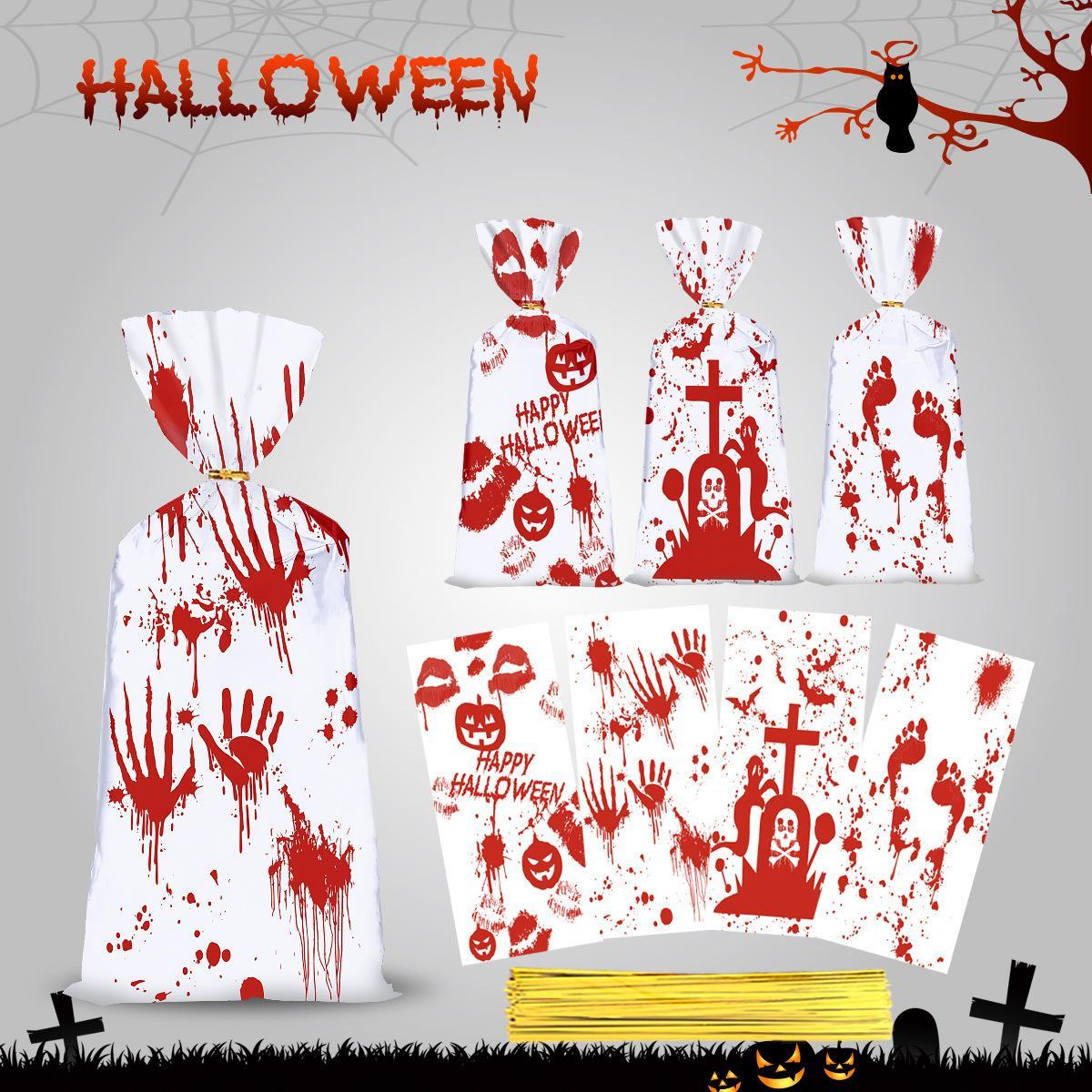 Red And White Halloween Drawstring Bag