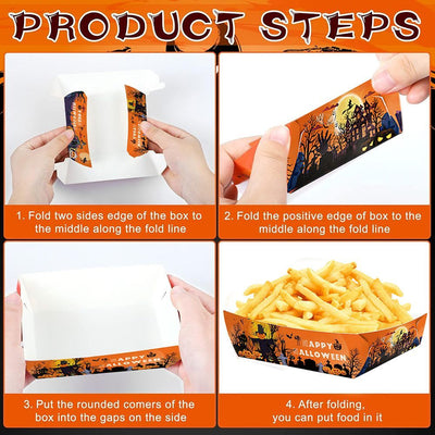 72 Pcs Halloween Party Supplies Halloween Disposable Paper Food Trays With 60 Pcs Firework Party Picks For Halloween Food Storage Charcuterie Board Serving