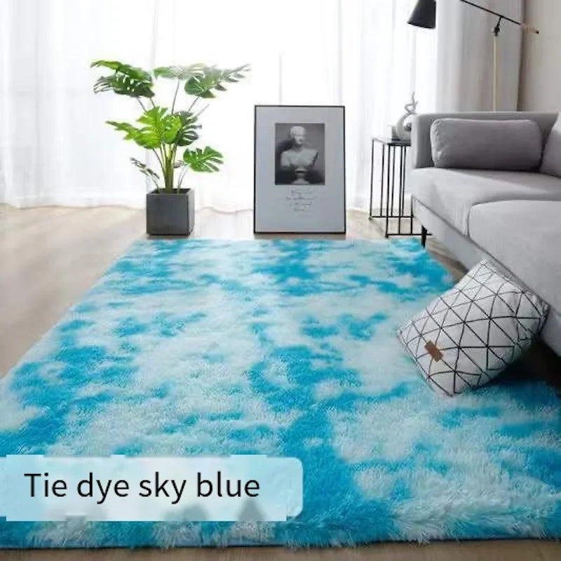 Nordic ins wind living room study Room carpet Tie dye silk hair bedroom dirt resistant bed blanket bay window blanket