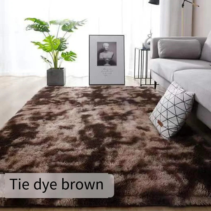 Nordic ins wind living room study Room carpet Tie dye silk hair bedroom dirt resistant bed blanket bay window blanket