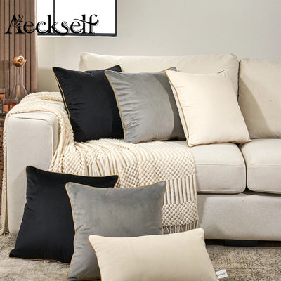 Aeckself Decorative Solid Color Velvet Cushion Covers Pillow Cases for Sofa Bedroom Home Decor Pillowcase White Gray Black Blue