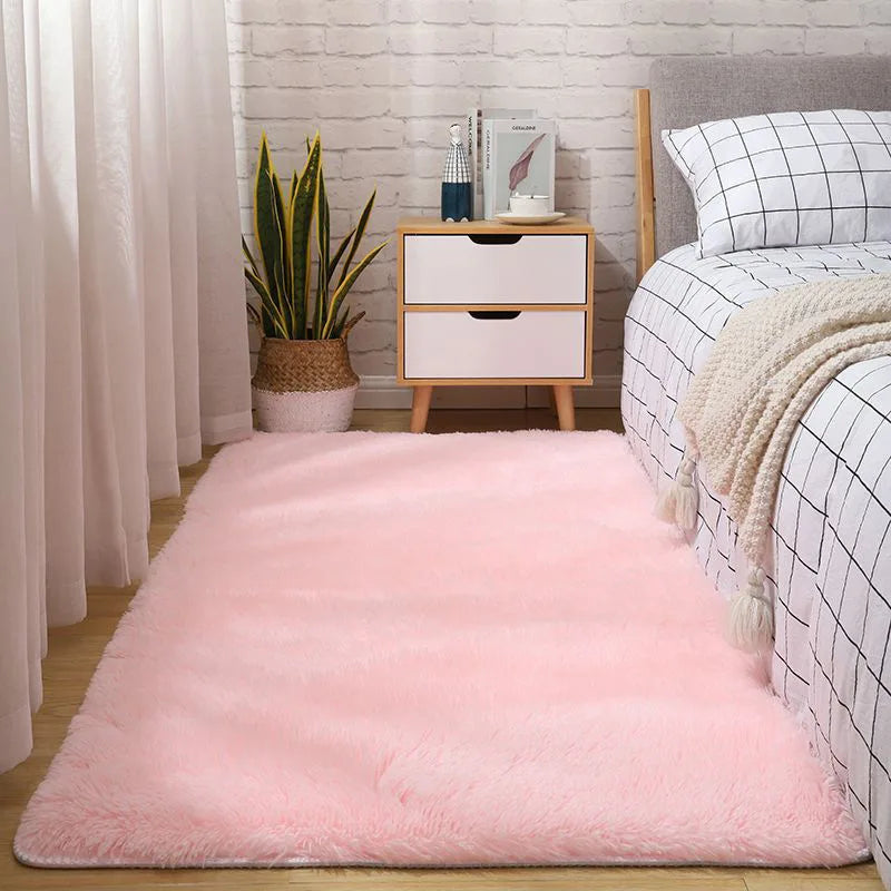 Nordic ins wind living room study Room carpet Tie dye silk hair bedroom dirt resistant bed blanket bay window blanket