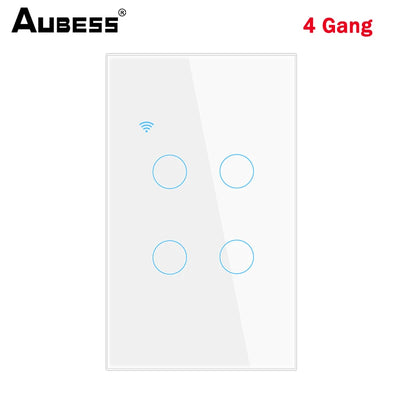 Aubess WiFi US Smart Switch Need Neutral Wire 1/2/3/4 Gang Light Switch Tuya Smart Life APP Control Support Alexa Google Home