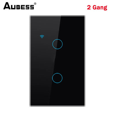 Aubess WiFi US Smart Switch Need Neutral Wire 1/2/3/4 Gang Light Switch Tuya Smart Life APP Control Support Alexa Google Home