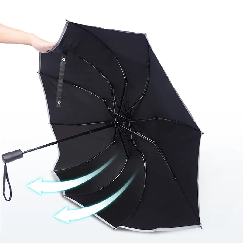 Xiaomi Reflective Strip Umbrella 10 Bones Fully Automatic Reverse Folding Umbrellas Windproof and Rainproof Business UV Parasol