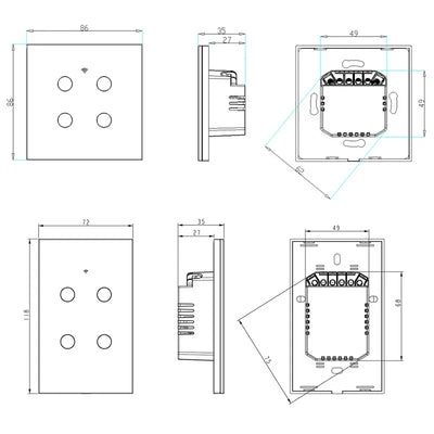 Aubess WiFi US Smart Switch Need Neutral Wire 1/2/3/4 Gang Light Switch Tuya Smart Life APP Control Support Alexa Google Home