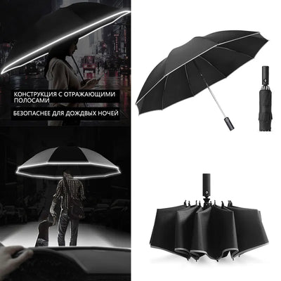 Xiaomi Reflective Strip Umbrella 10 Bones Fully Automatic Reverse Folding Umbrellas Windproof and Rainproof Business UV Parasol