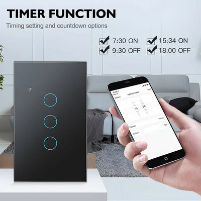 Aubess WiFi US Smart Switch Need Neutral Wire 1/2/3/4 Gang Light Switch Tuya Smart Life APP Control Support Alexa Google Home