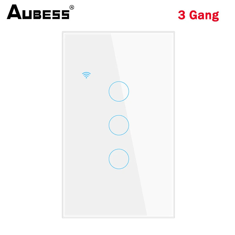 Aubess WiFi US Smart Switch Need Neutral Wire 1/2/3/4 Gang Light Switch Tuya Smart Life APP Control Support Alexa Google Home